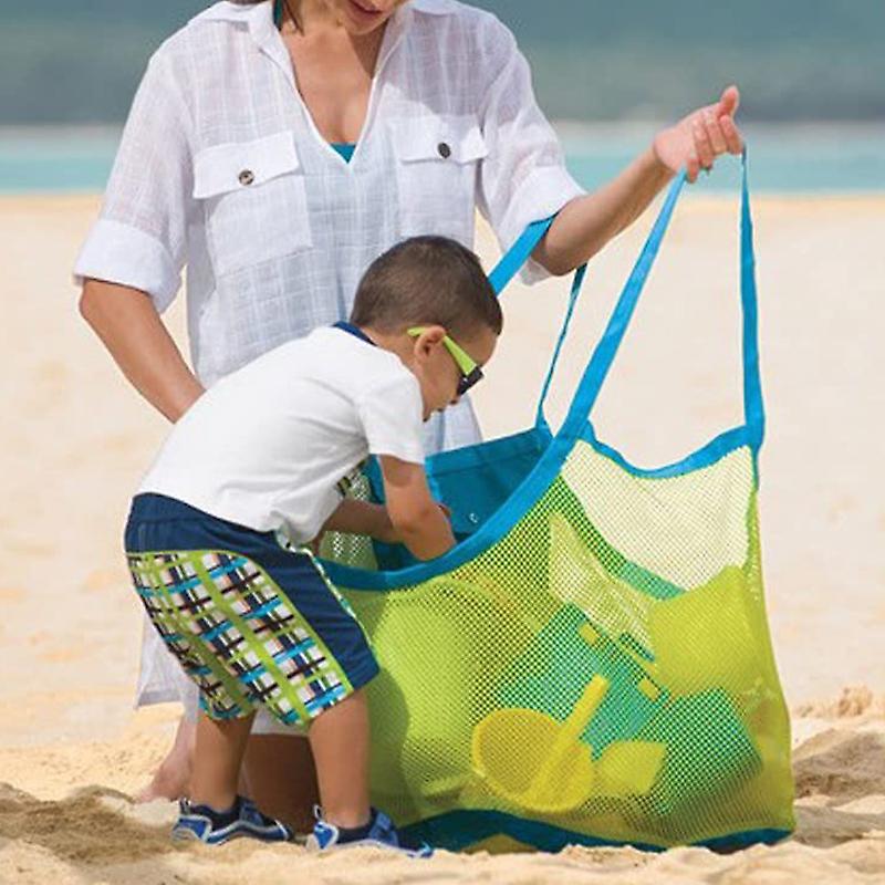 Mesh Beach Bag Kids Shell Collecting Extra Large Foldable Mesh Beach Toys Bag for Boys and Girls Shell Storage