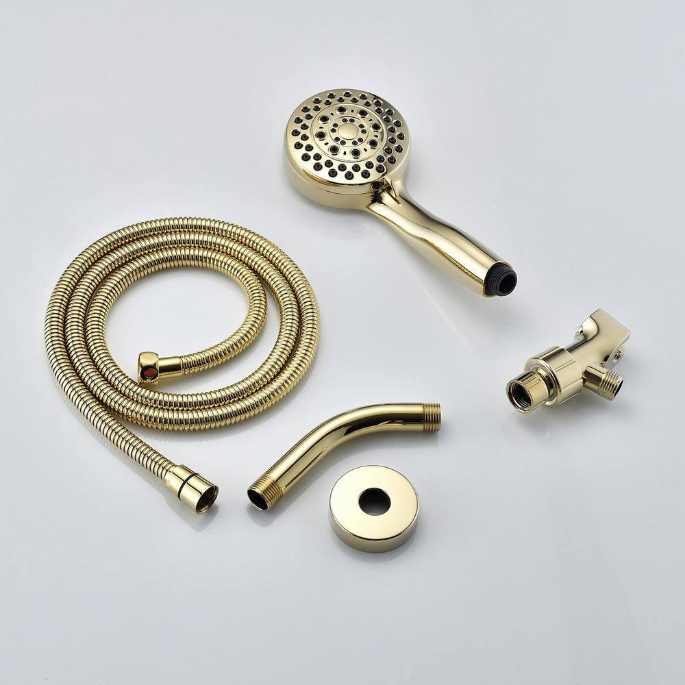 GIVING TREE 6-Spray Patterns 3.5 in. Single Wall Mount 2.5 GPM Handheld Shower Head in Brushed Gold HDLTEE0004