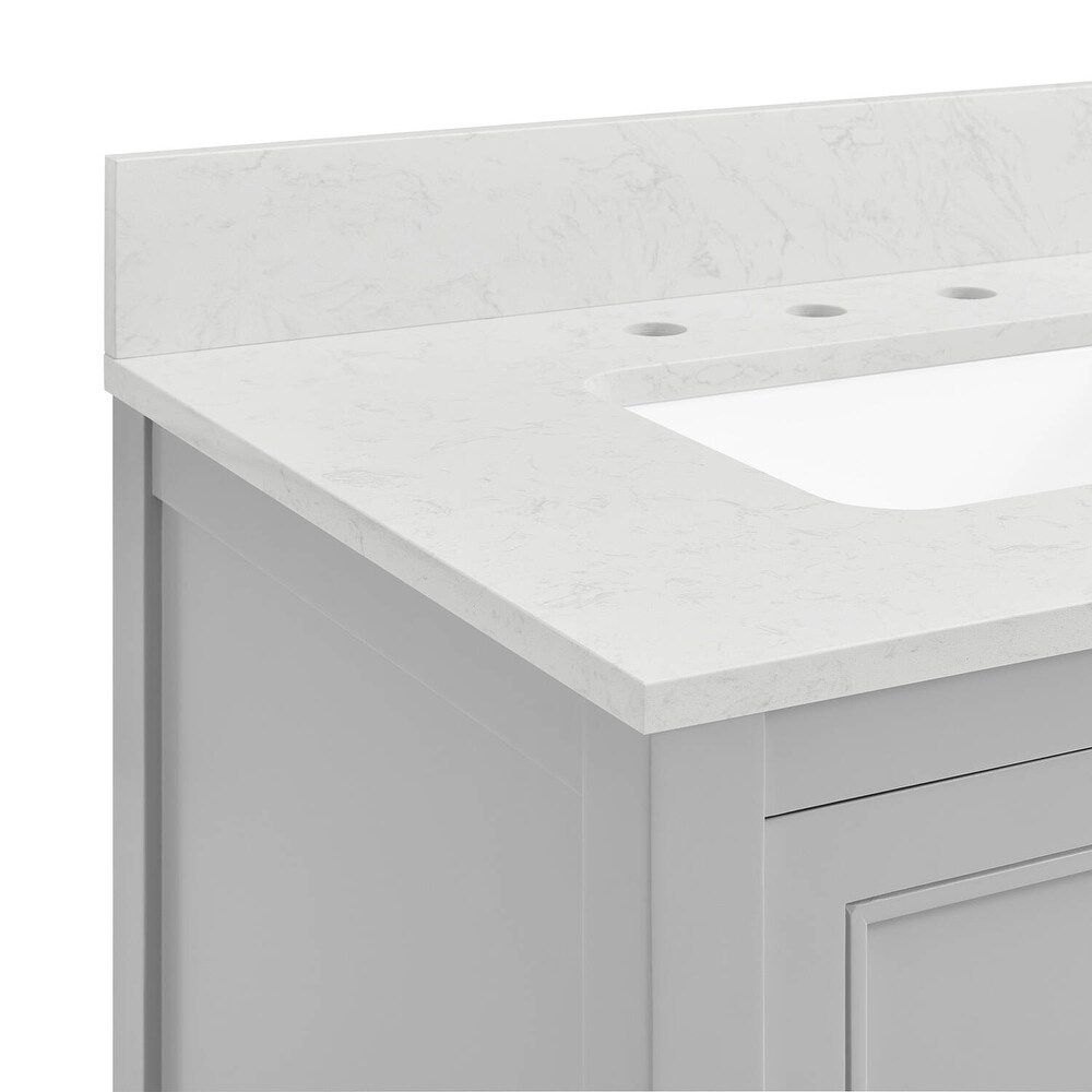 Vines 36 in. Grey Bathroom Vanity with Carrara Marble Top