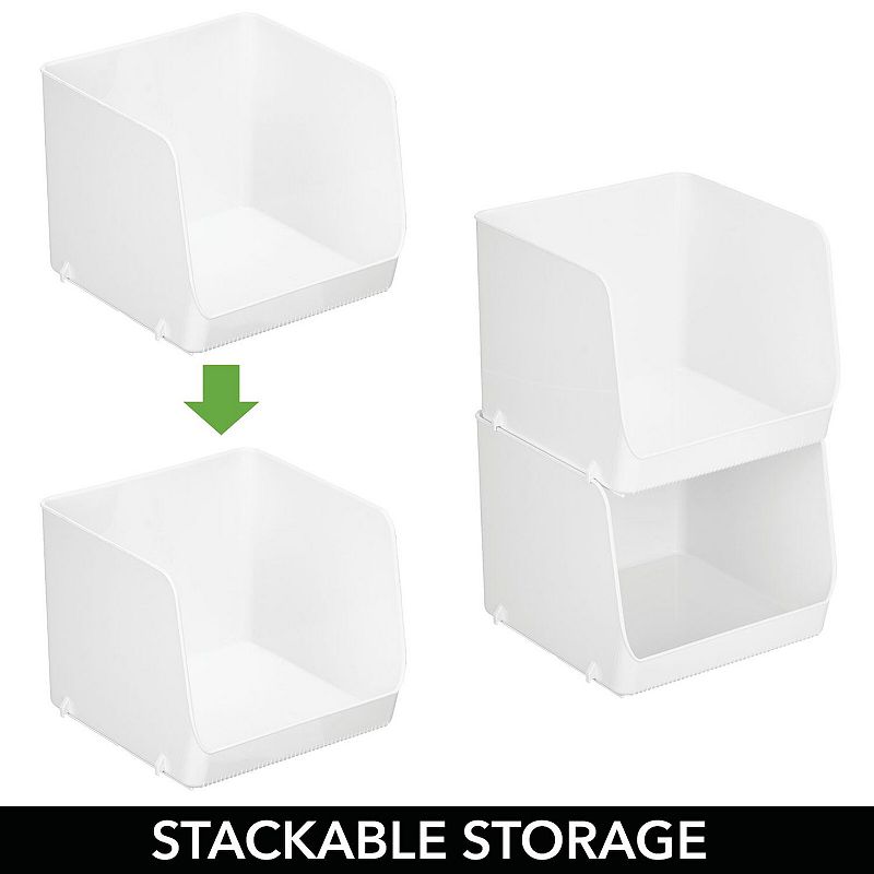 mDesign 7.5 x 7.5 x 6.25 Stackable Plastic Food Storage Bin， Open Front， 2 Pack