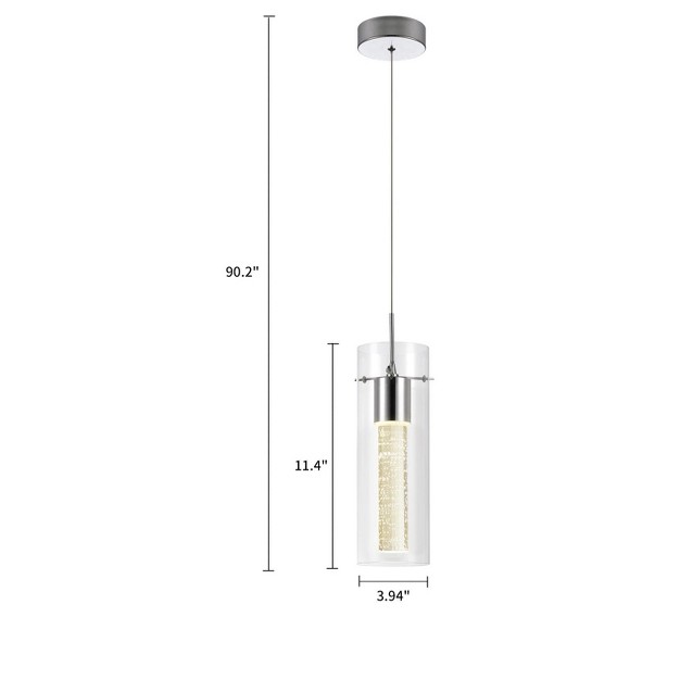 Defong 1 light Cylinder Pendant Light With Integrated Led And Glass Shade