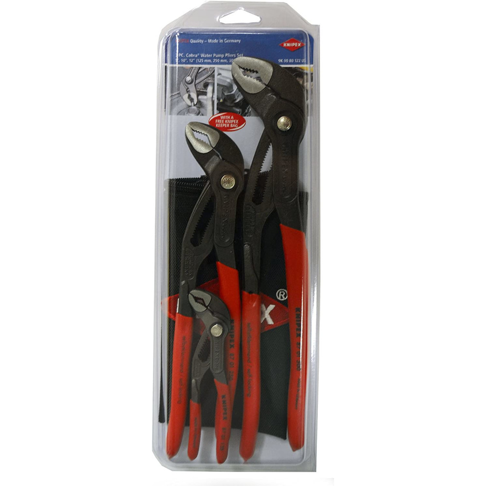 Knipex Cobra Pliers Set with Keeper Pouch 3pc