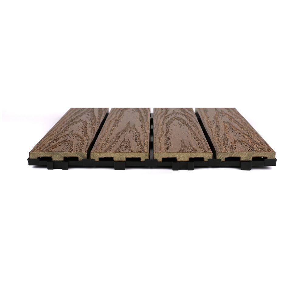 NewTechWood UltraShield Naturale 1 ft. x 1 ft. Quick Deck Outdoor Composite Deck Tile Sample in Brazilian Ipe US-QD-ZX-IP-S