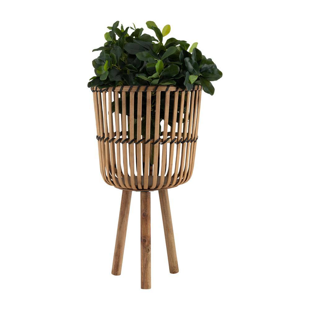 HOTEBIKE 111315 in. Bamboo Footed Planters Natural (3-Pack) JIANG010180