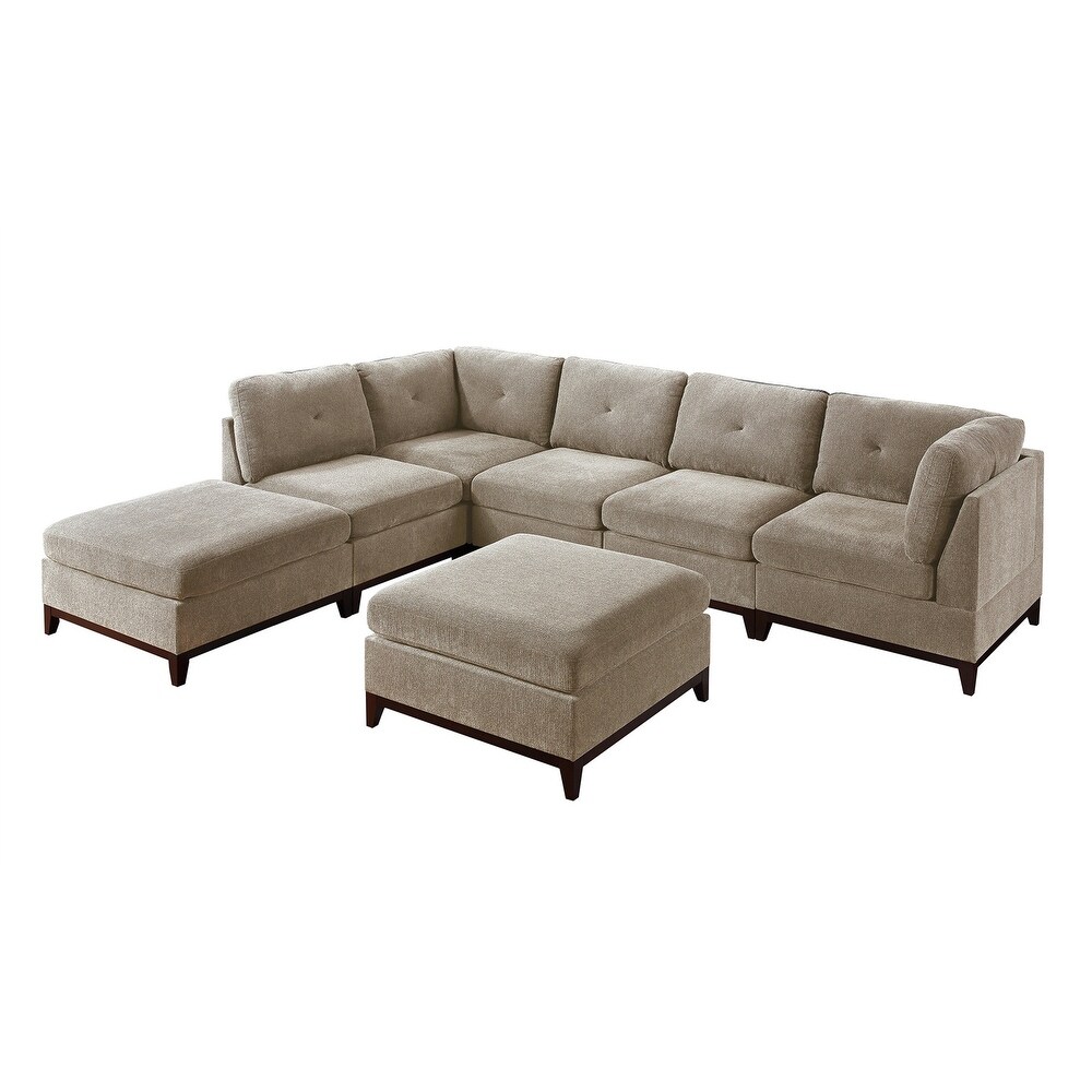 Living Room Furniture L Sectional Couch 7pc Set