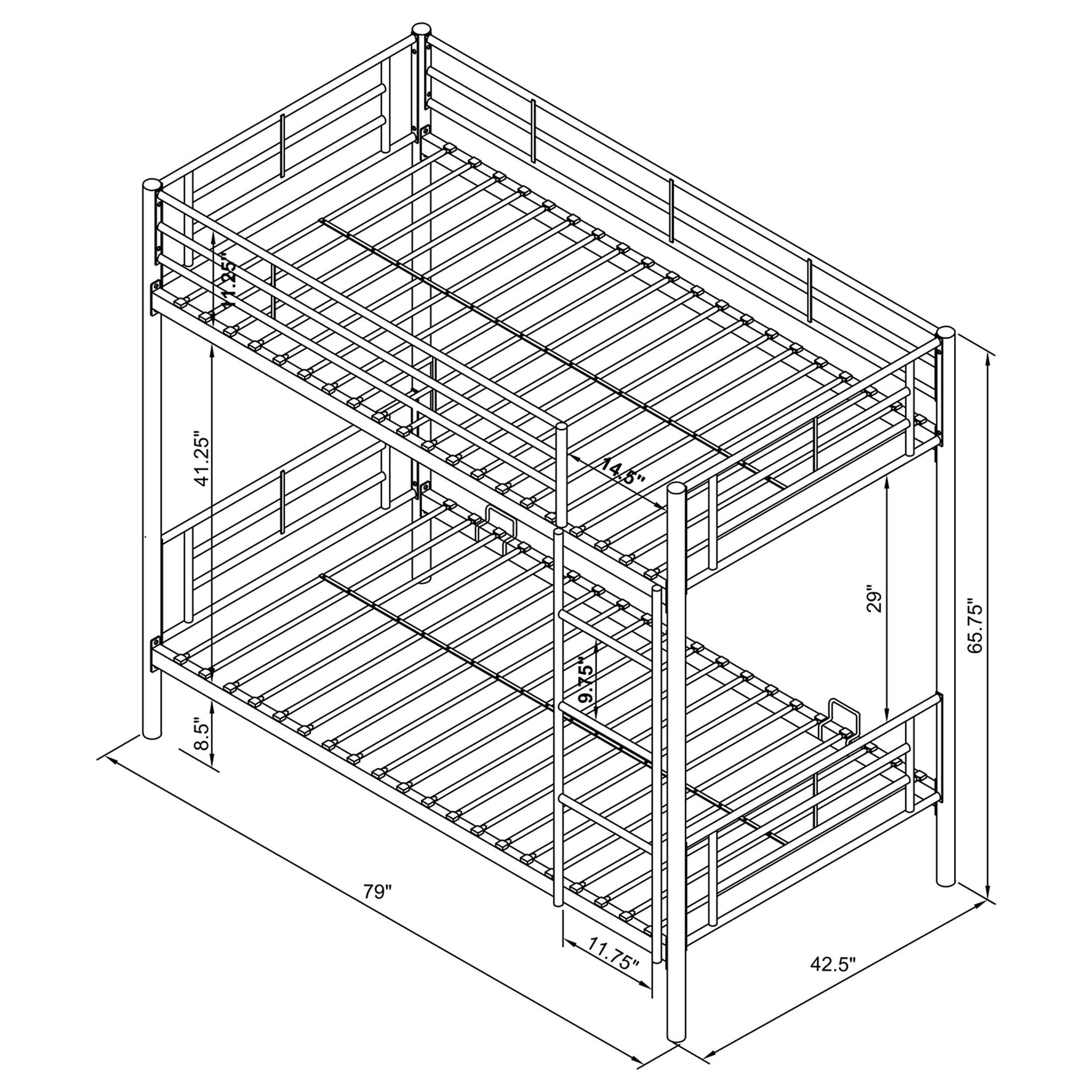 Hayward Twin Over Twin Bunk Bed Silver-460072