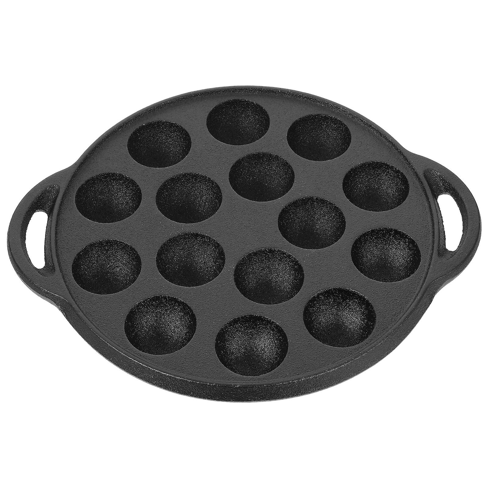 1pc Casting Iron Pan Thickened Frying Pan Practical Snail Pan (15 Holes Black)