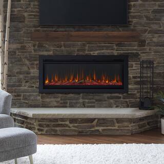 Real Flame 49 in. Wall-Mount Recessed Electric Fireplace Insert in Black 5555