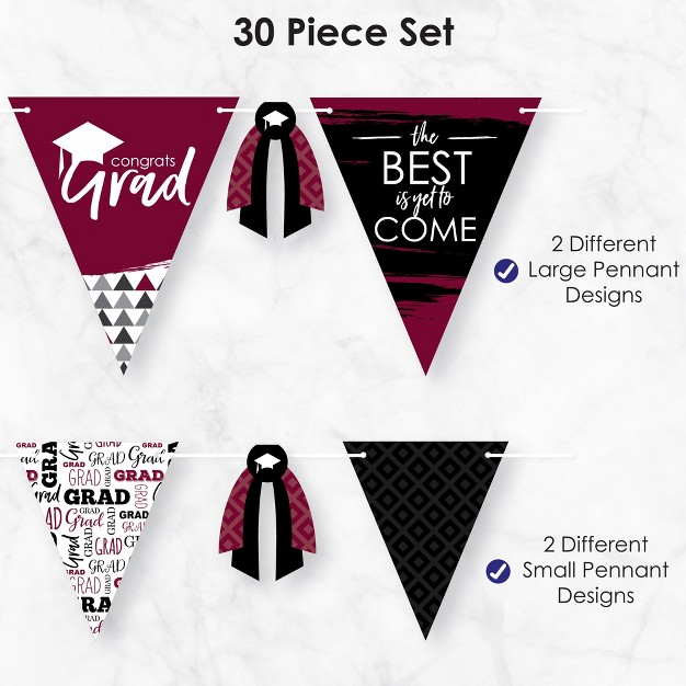 Big Dot Of Happiness 30 Piece Maroon Graduation Party Pennant Triangle Banner