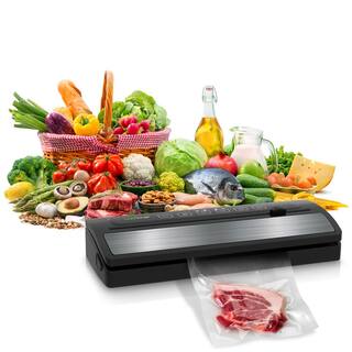 NutriChef Reusable Vacuum Food Bags Automatic Food Vacuum Sealer Electric Air Sealing Preserver System PKVS25BK