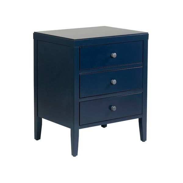 Painted Acacia Wood 3-Drawer Nightstand