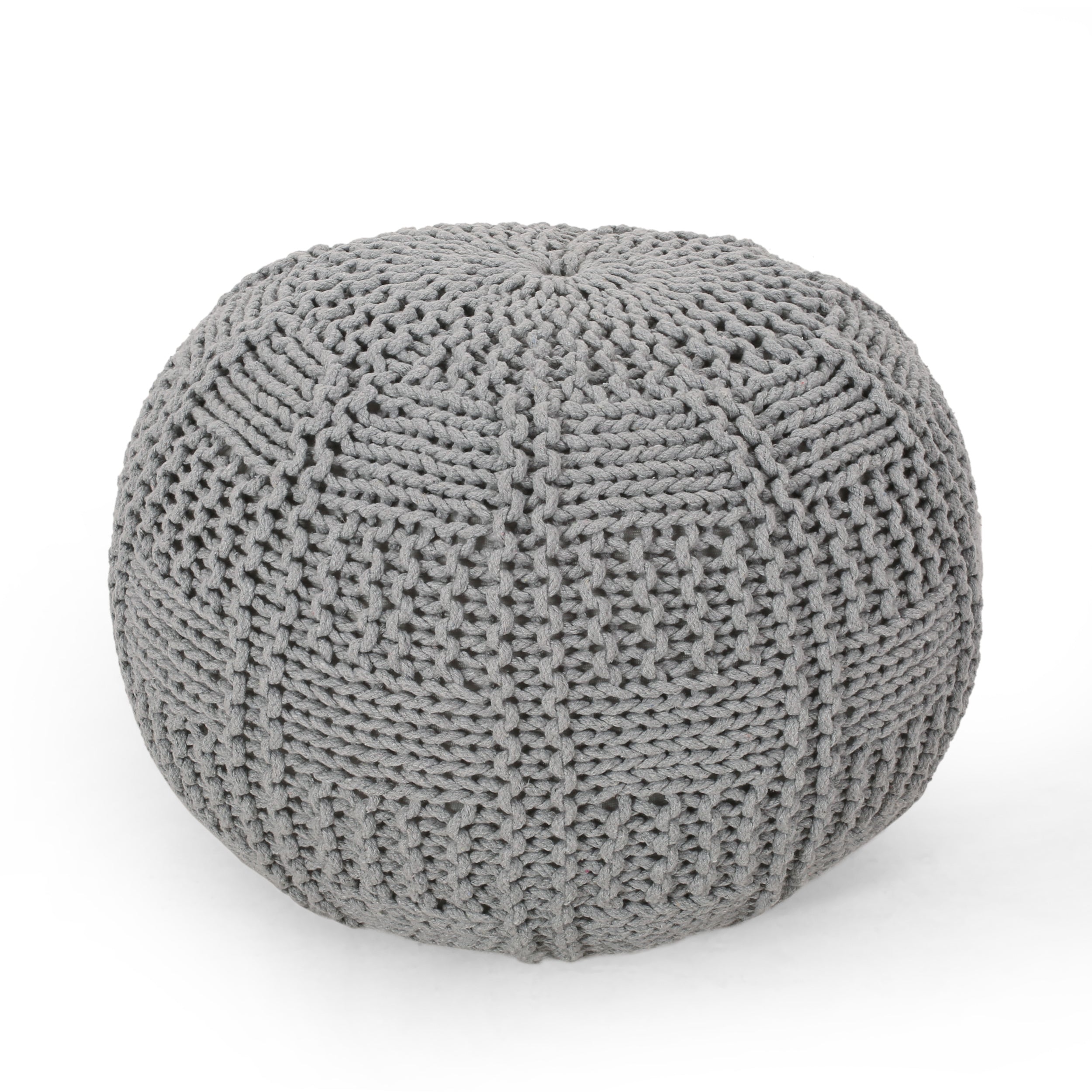 Sardis Modern Knitted Cotton Round Pouf