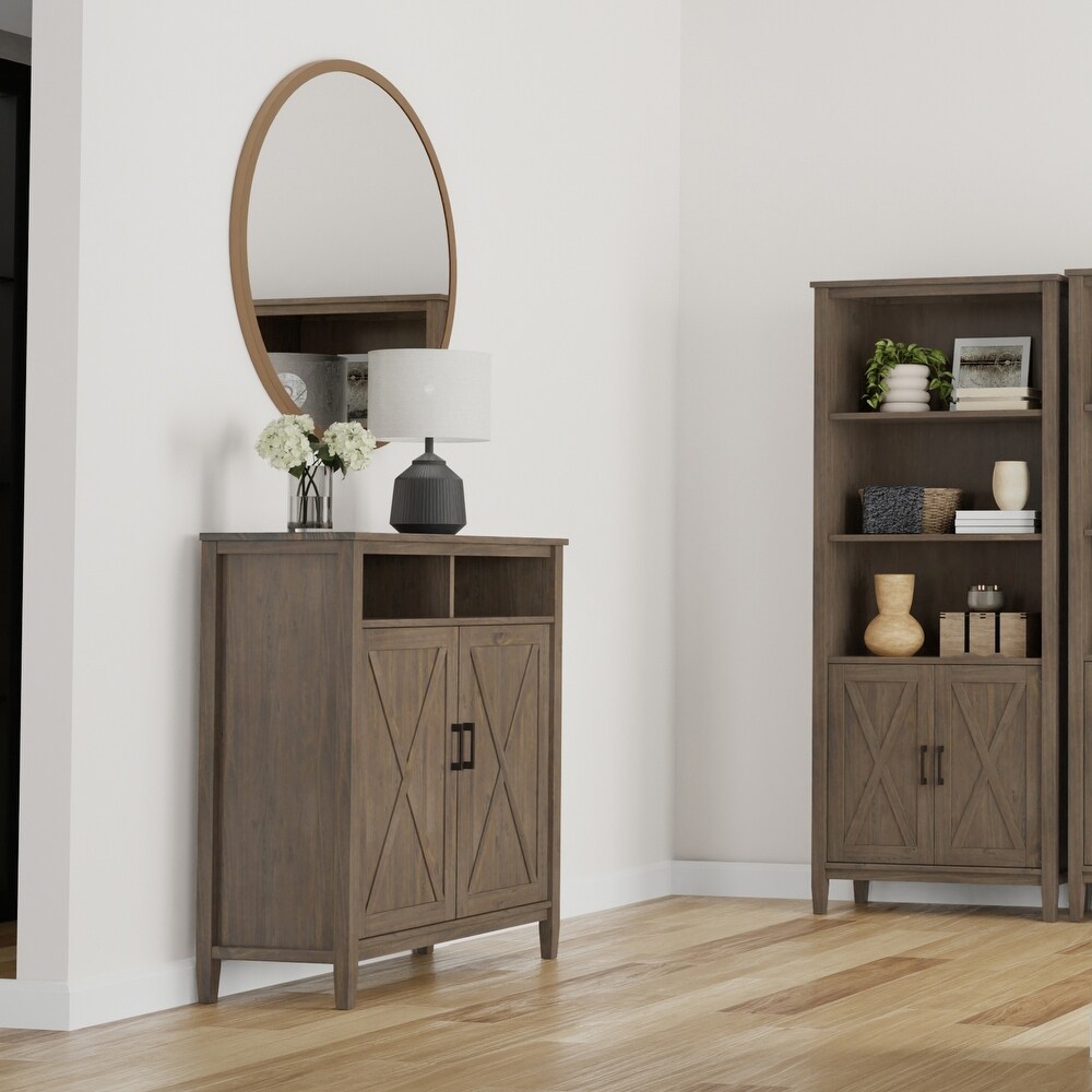 WYNDENHALL Cantina SOLID WOOD 39 inch Wide Transitional Medium Storage Cabinet in Smoky Brown   16\