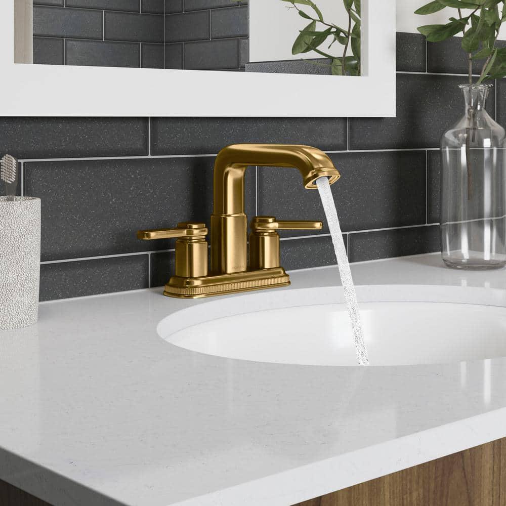 KOHLER Numista 4 in Centerset 2Handle Bathroom Faucet in Vibrant Brushed Moderne Brass