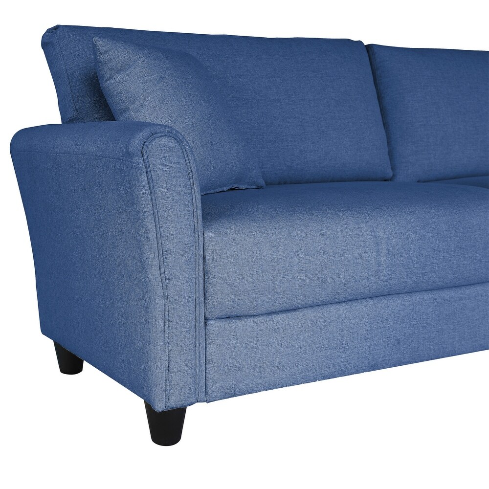 Blue Linen Three seat Sofa