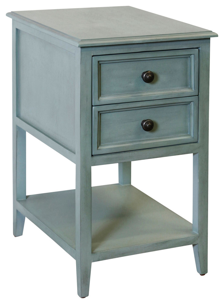 Aged Seafoam Two Drawer Side Table 15 quotWx25 quotH19 quotD   Transitional   Side Tables And End Tables   by StyleCraft  Houzz