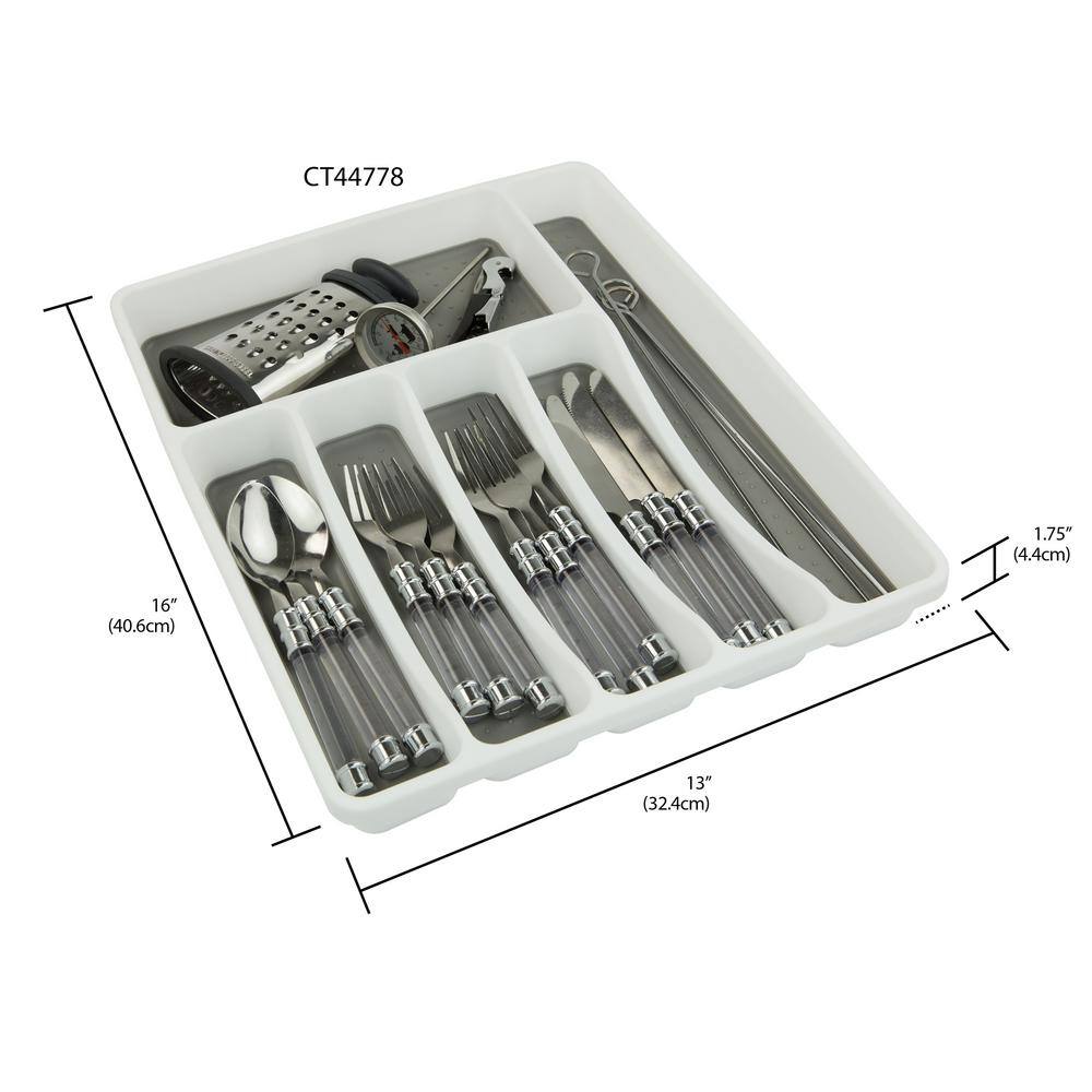 Home Basics 16 in. x 13 in. x 1.75 in. Large Cutlery Tray with Rubber Liner CT44778