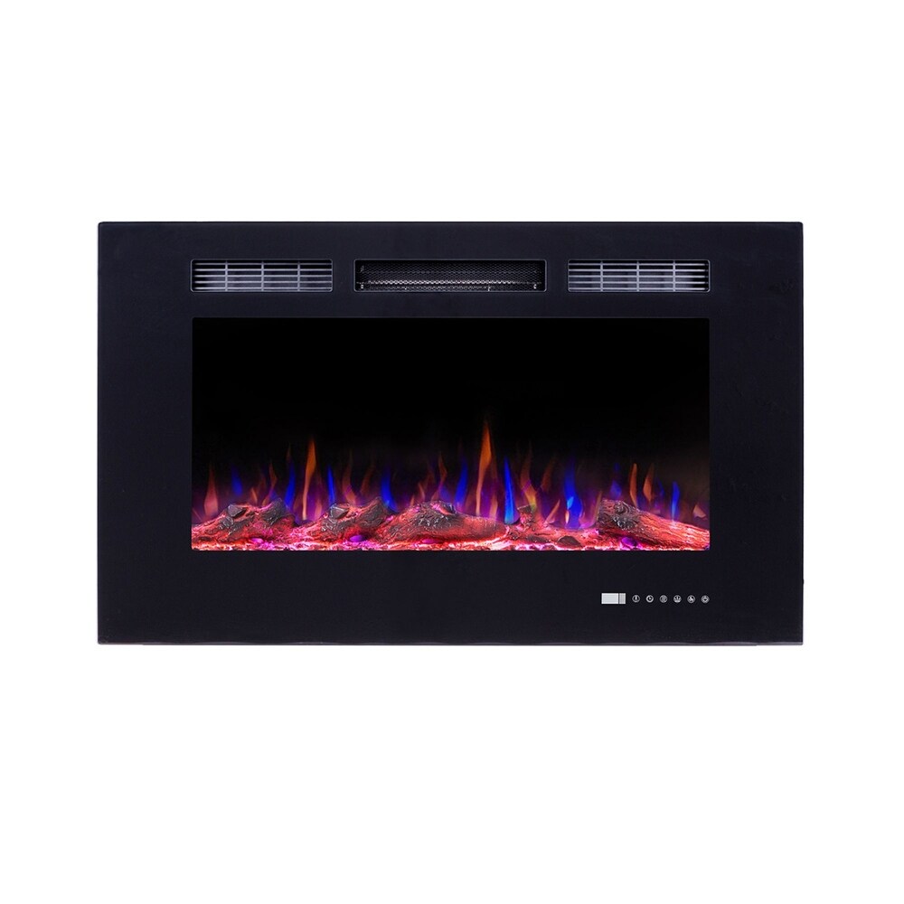 Clihome 36In. Recessed Electric Fireplace With Remote Control In Black