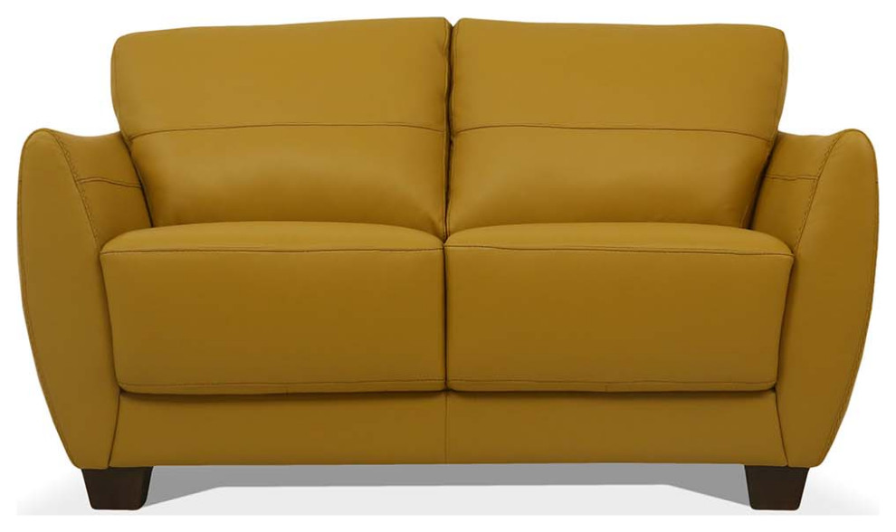 Acme Valeria Loveseat Mustard Leather   Contemporary   Loveseats   by AMOC  Houzz