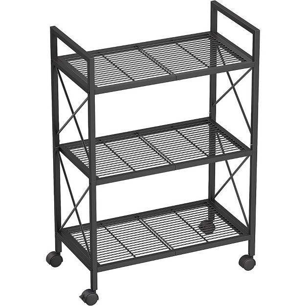 Songmics 3 tier Storage Shelving Unit Garage Storage Organizer Bathroom Shelf With X Side Frames For Entryway Kitchen Living Room Black