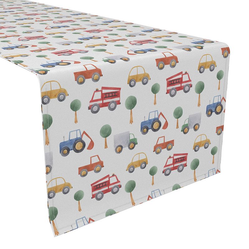 Table Runner， 100% Polyester， 14x108， Trucks， Tractors and Cars