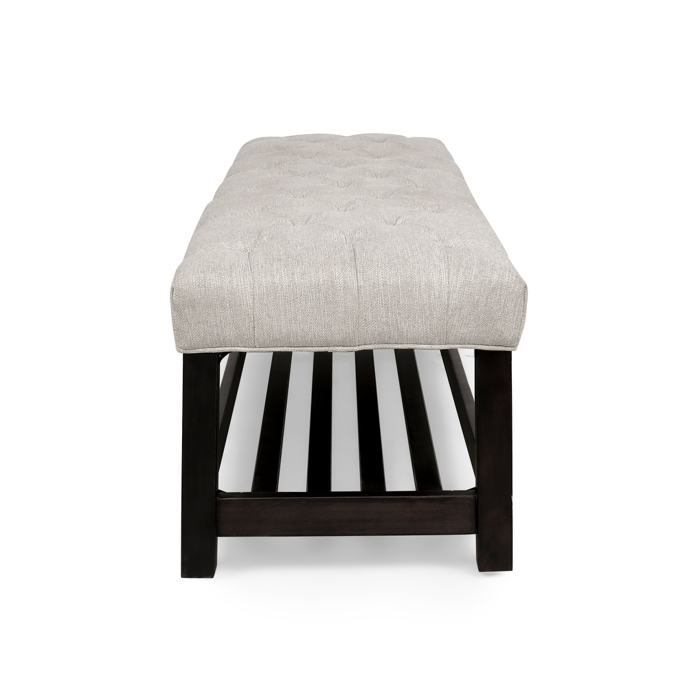 Roseland Contemporary Button Tufted Bench with Shelf by Christopher Knight Home