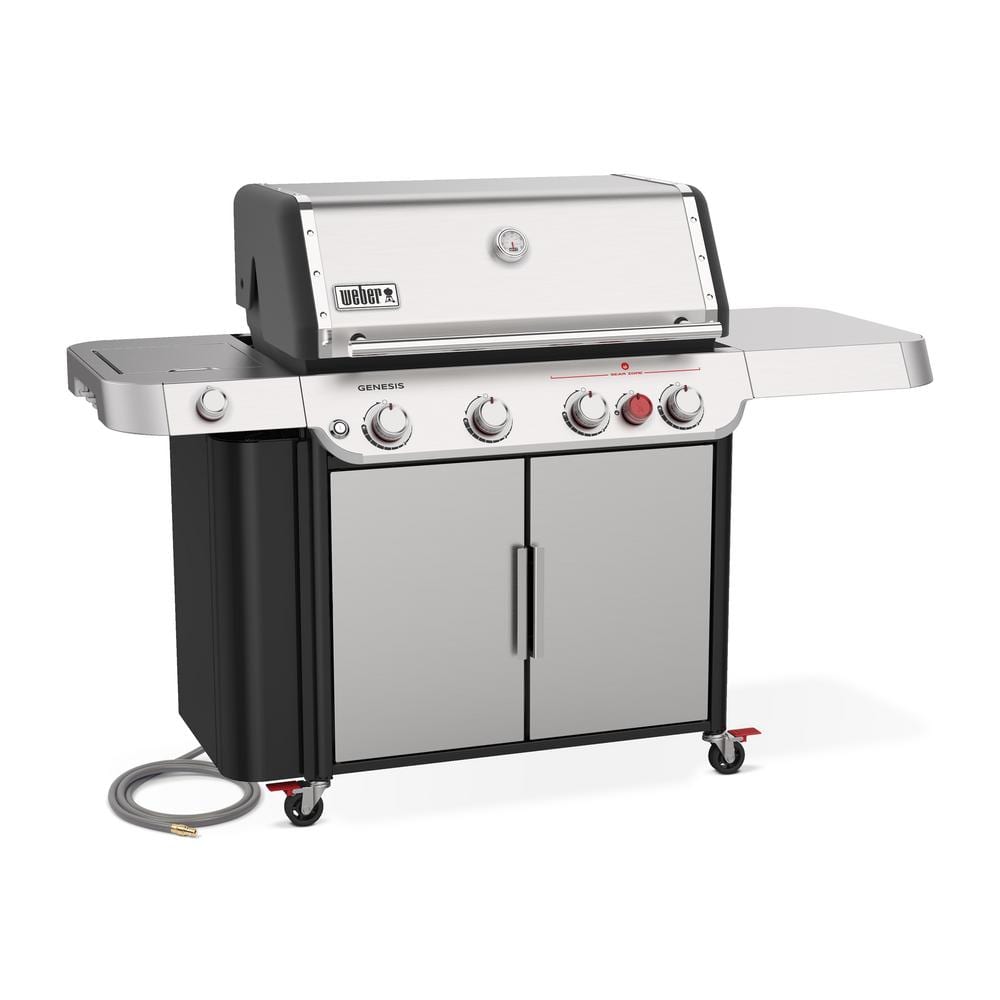 Weber Genesis S-435 4-Burner Natural Gas Grill in Stainless Steel with Side Burner 38400001