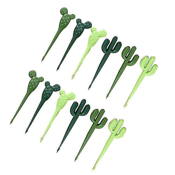 18pcs Cactus Shape Fruit Forks Lovely Dessert Forks Cartoon Cake Forks Party Supplies For Home Banqu