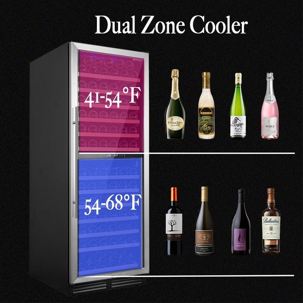 Wine Cooler Refrigerator 152 Bottle Large Wine Fridge， Digital Control