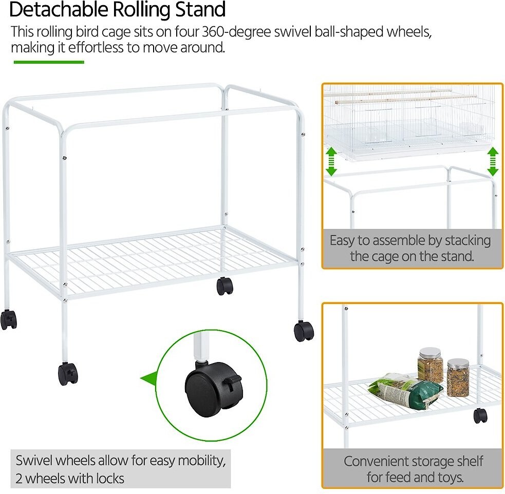 Yaheetech Rolling Stand Extra Space Wood Perches Bird Cage