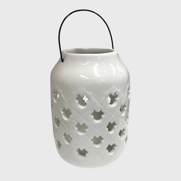 Ceramic Minnie Mouse Candle Lantern White black