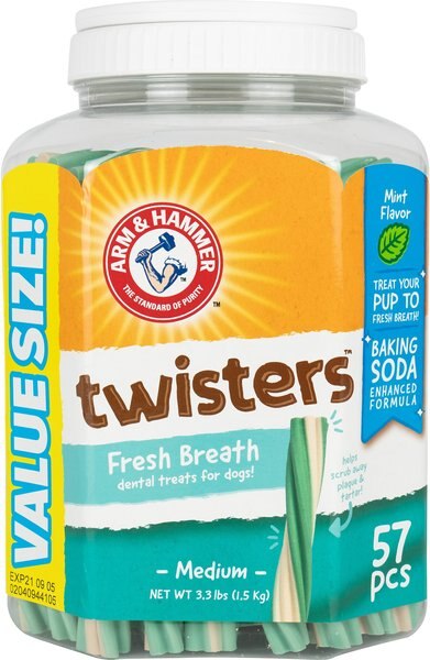 Arm and Hammer Twisters Fresh Breath Medium Mint Flavor Dog Dental Chews