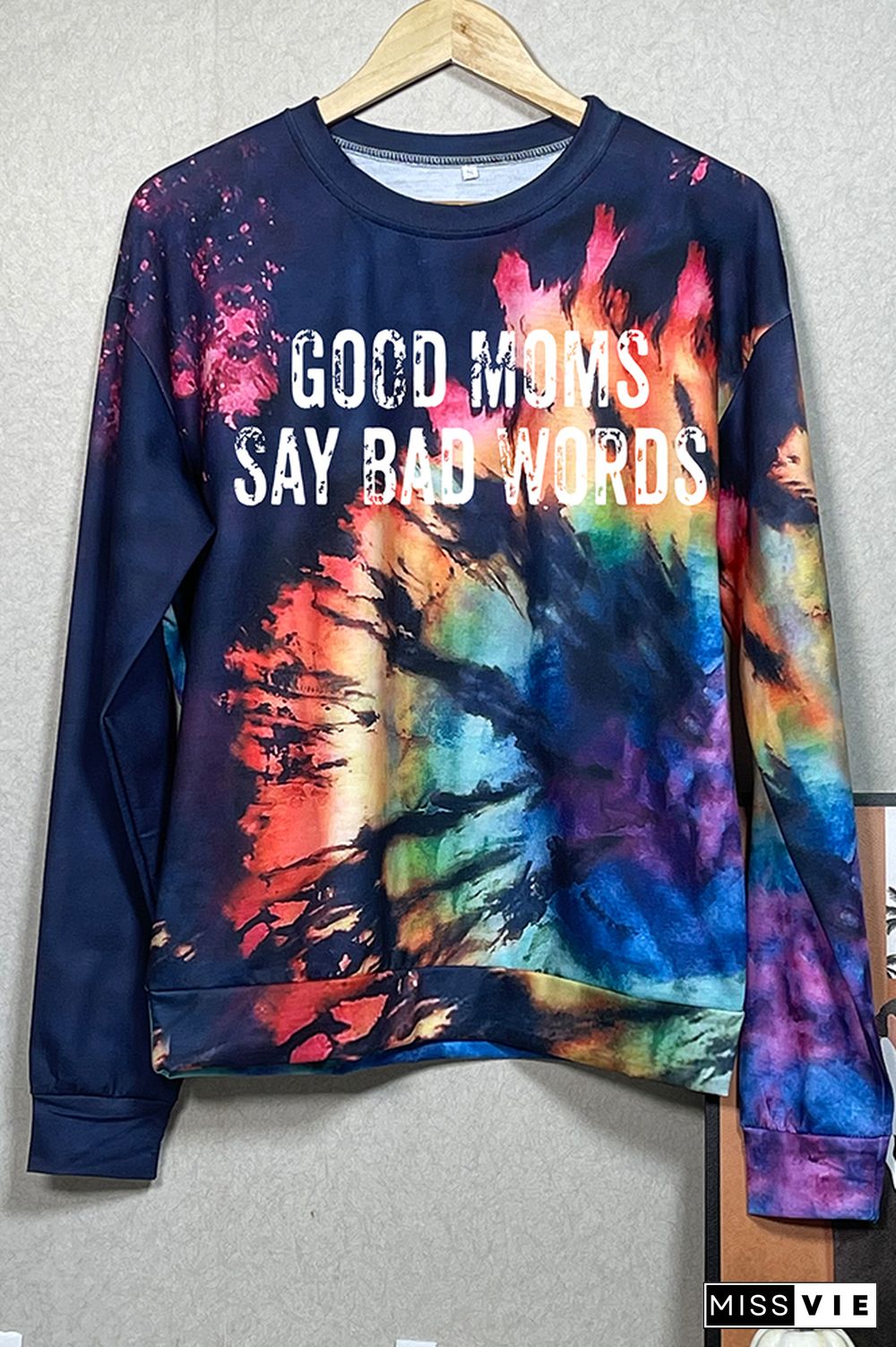 Bleached Tie Dye O-neck Sweatshirt Women Wholesale