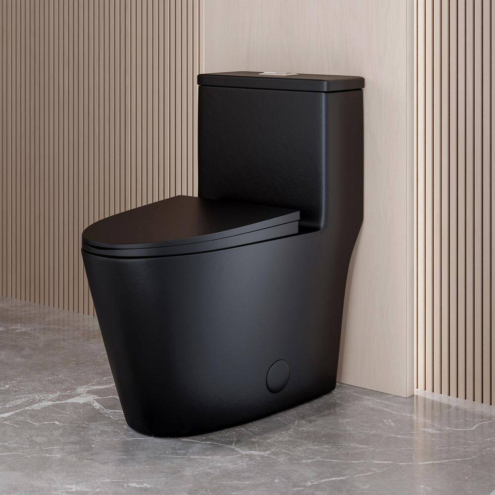 Swiss Madison Dreux 1-piece 0.951.26 GPF Dual Flush Elongated Toilet in Matte Black Seat Included SM-1T181MB