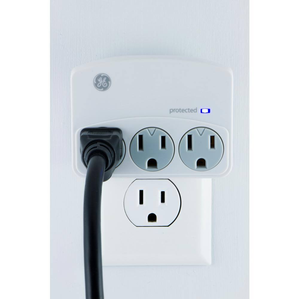 GE 3-Outlet Surge Protector Wall Tap White 35122