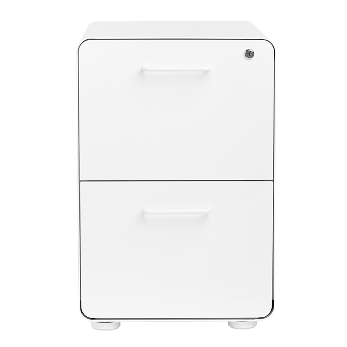 Poppin White 2Drawer Stow Locking Filing Cabinet