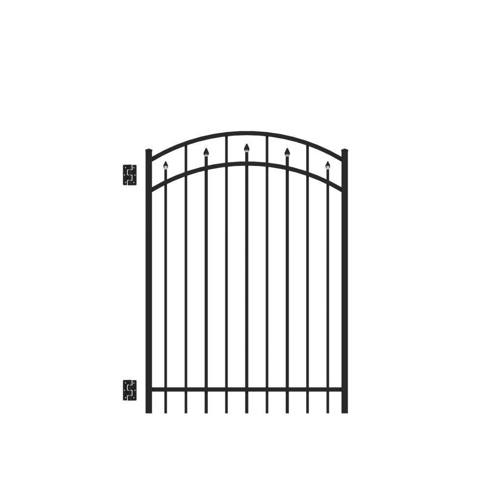 Barrette Outdoor Living Brilliance Standard-Duty 4 ft. W x 5 ft. H Black Aluminum Arched Pre-Assembled Fence Gate 73009534