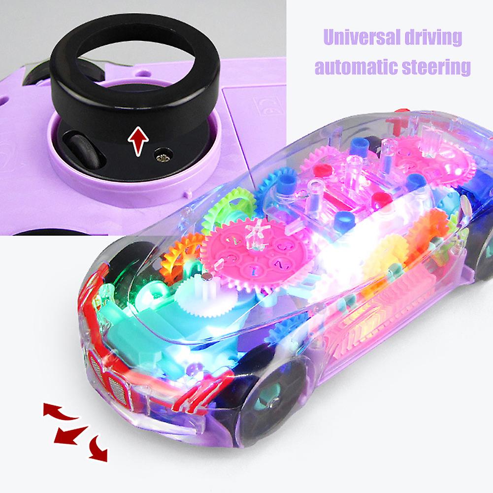 Transparent Gear Toy Car Simulation Model Car Light Music Children Toy Car