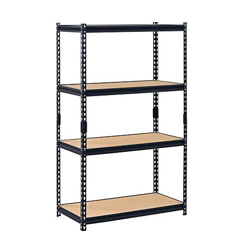 Edsal Adjustable 4 Shelf Steel Storage Organization Unit， Black (2 Pack)