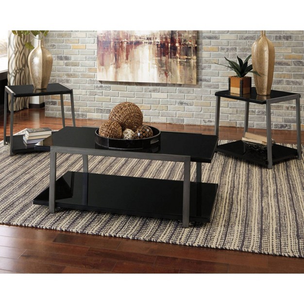 3pc Rollynx Coffee And End Table Set Black Signature Design By Ashley