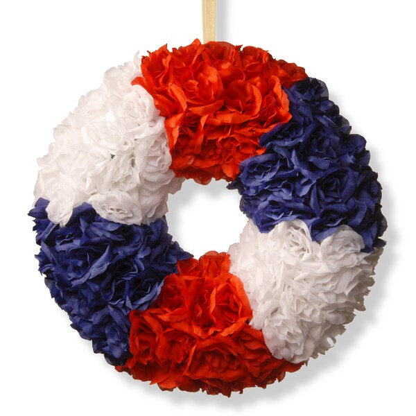 18inch Patriotic Rose Wreath by National Tree Company