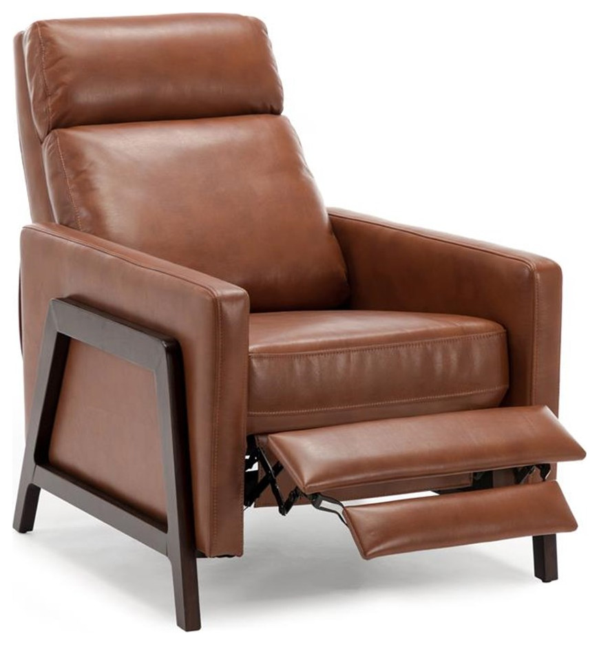 Bowery Hill Push Back Faux Leather Recliner in Caramel Finish   Transitional   Recliner Chairs   by Homesquare  Houzz