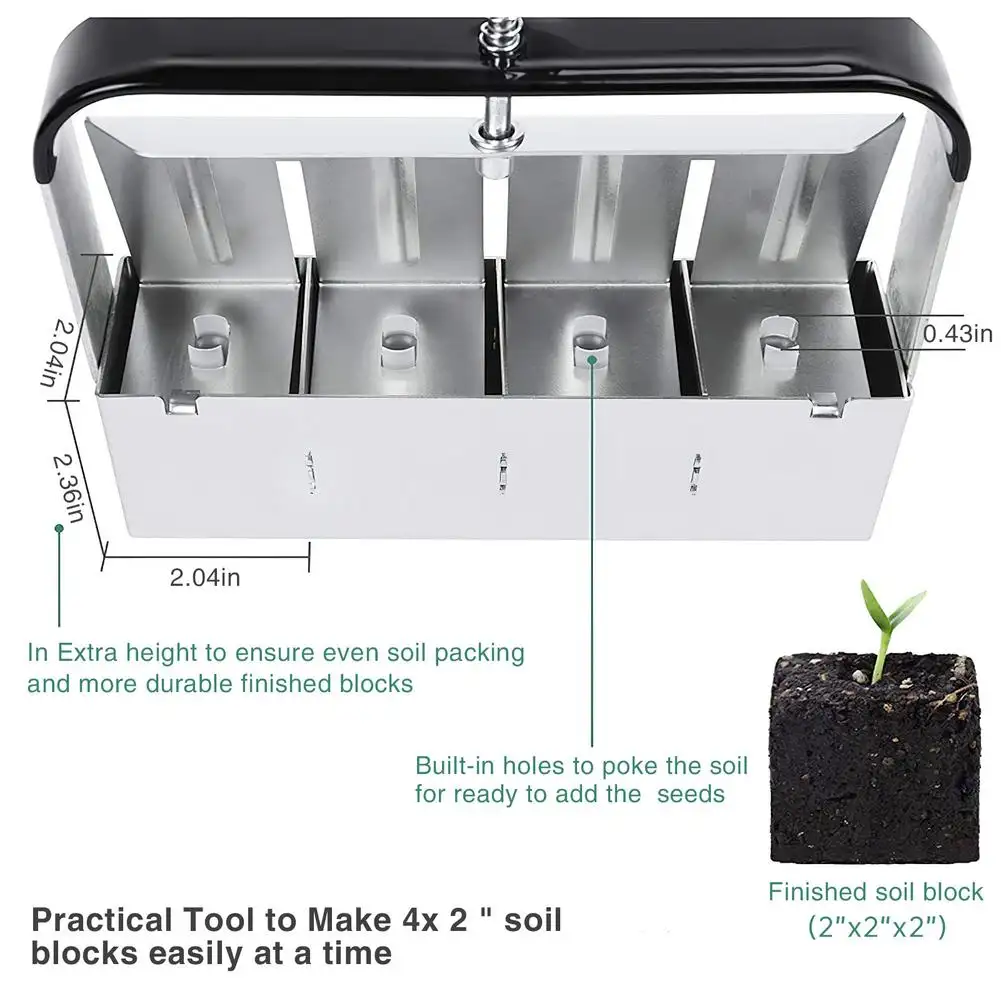 High quality Manual hand mini 4 Soil Blocker Soil Blocker tool for Seedlings Cuttings Greenhouses