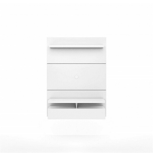 Floating Wall Theater Entertainment Center in White Gloss