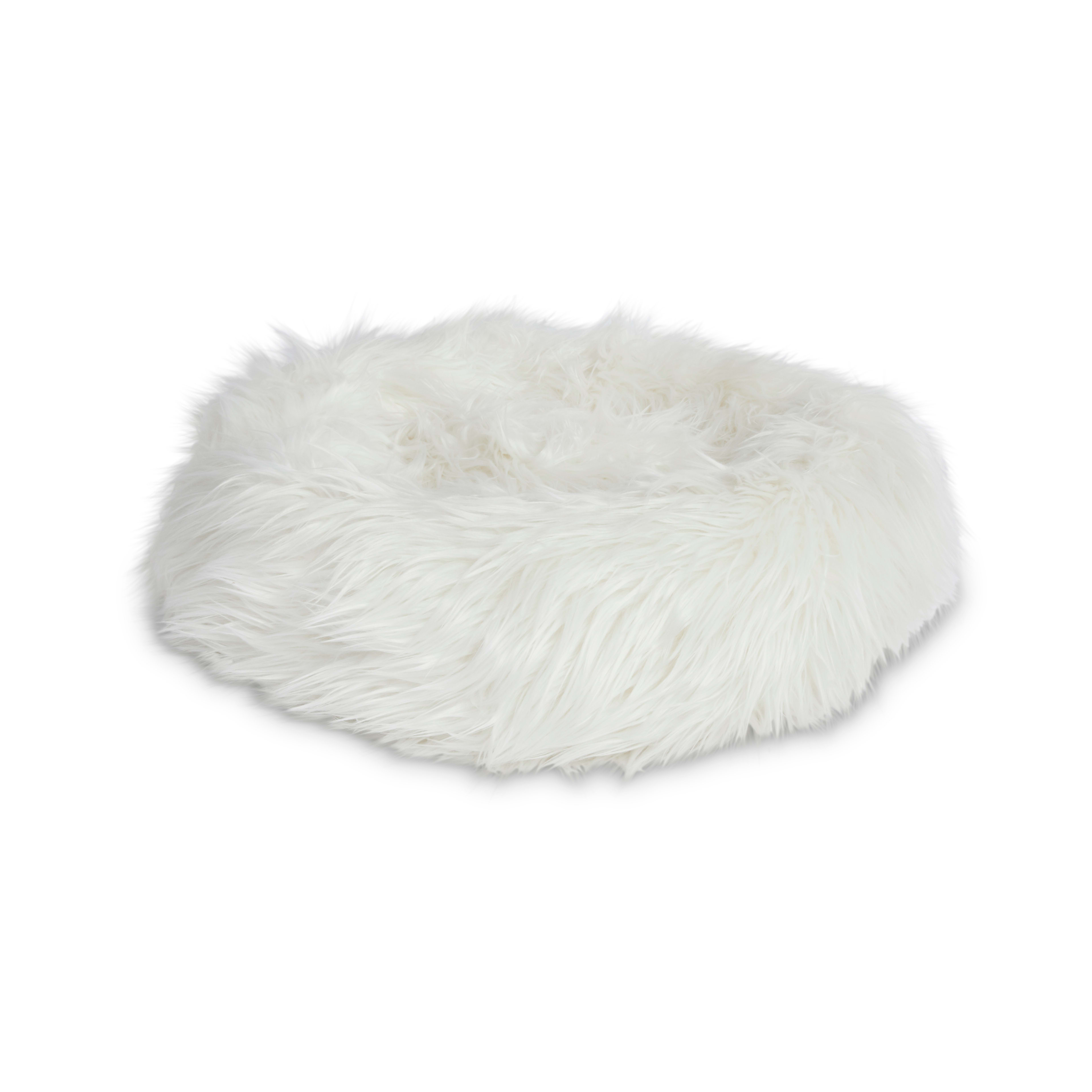 EveryYay Snooze Fest Grey Faux Fur Donut Cat Bed， 18