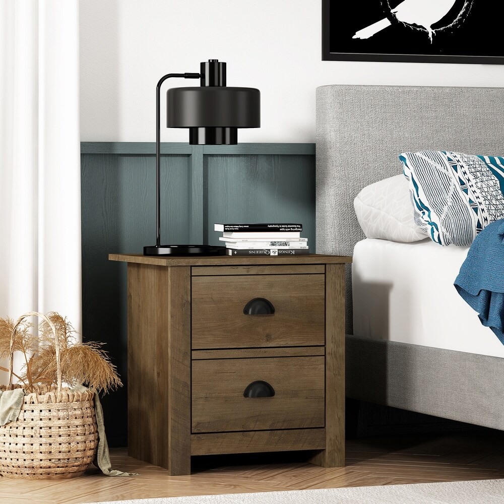 GALANO Geordano 2 Drawer Bedside Table Cabinet Nightstand w/Drawers Storage 20 in. × 16.3 in. × 18.9 in.