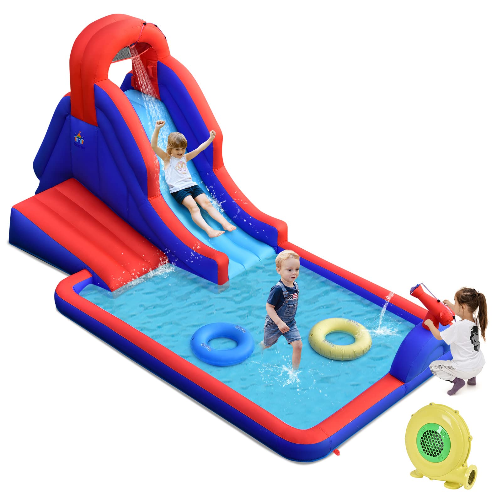 Costzon Inflatable Water Slide, 5-in-1 Kids Giant Water Slide Bouncer Park