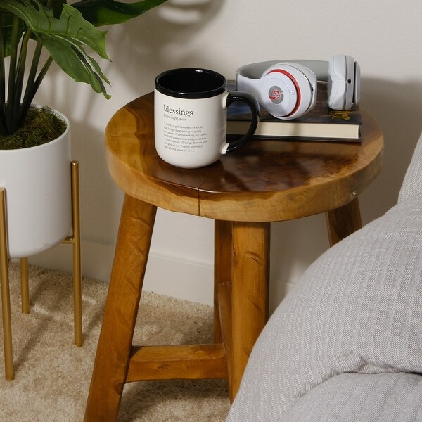 Greenage Teak Stool Side Table Handmade Natural Plant Stool