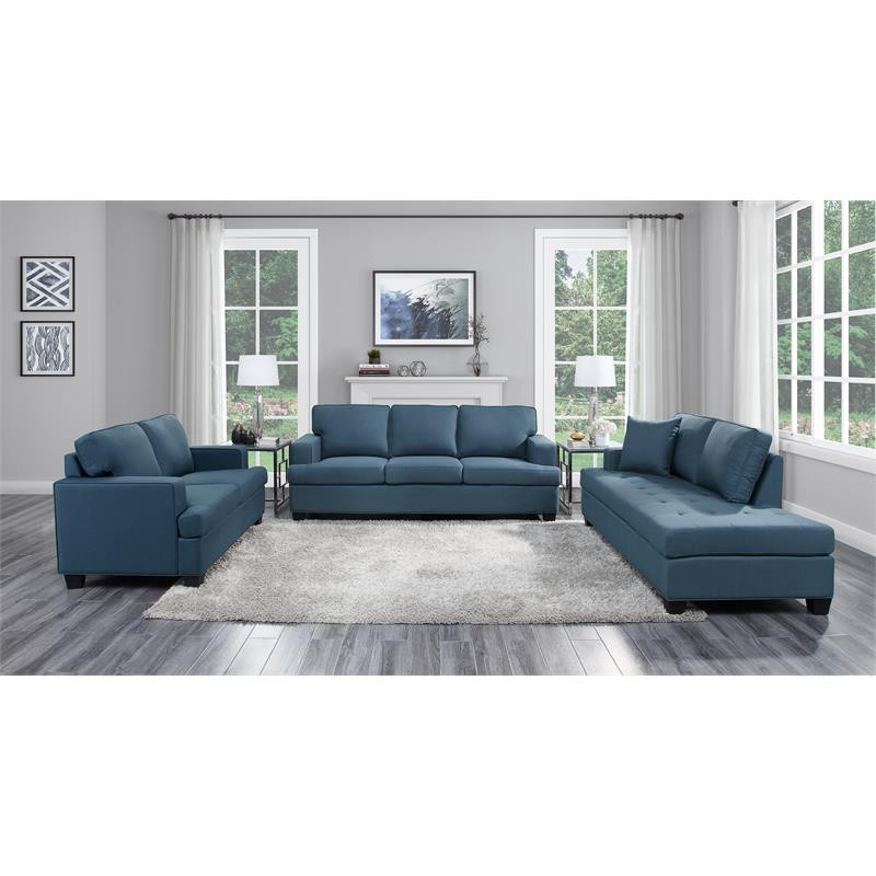 Lexicon Elmont 75.5 quotTransitional Textured Fabric Chaise with 1 Pillow in Blue   Transitional   Indoor Chaise Lounge Chairs   by Homesquare  Houzz