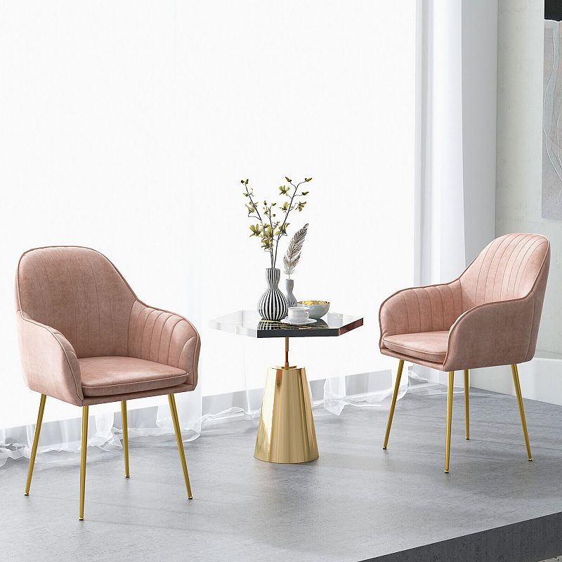 Accent Upholstered Arm Chair with Steel Gold Legs